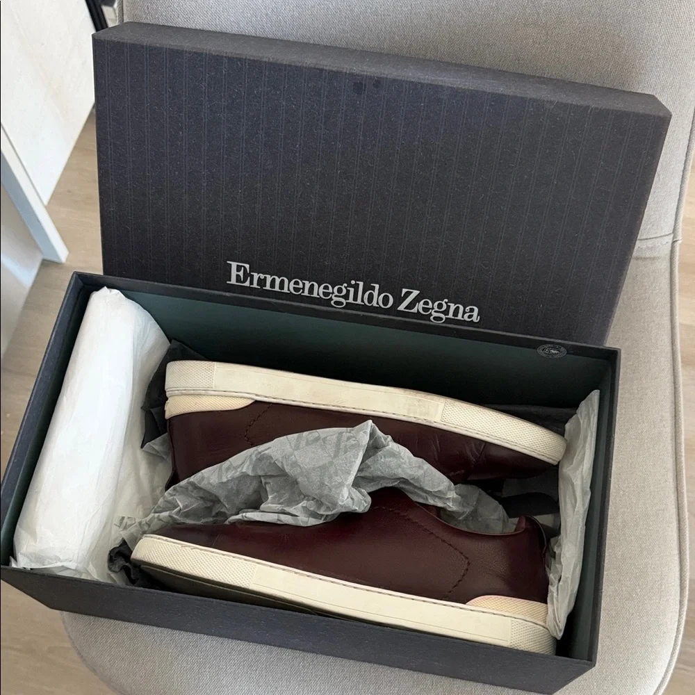 Ermenegildo Zegna Men's Dark Red Sneakers - Picture 1 of 7